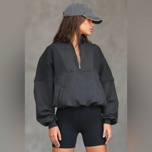 JOAH BROWN JET BLACK RETRO HALF ZIP SWEATSHIRT ALO YOGA TALENTLESS LULULEMON